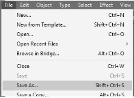 Screenshot of the file menu with location of Save As option