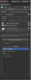 Screen shot of Unity interface